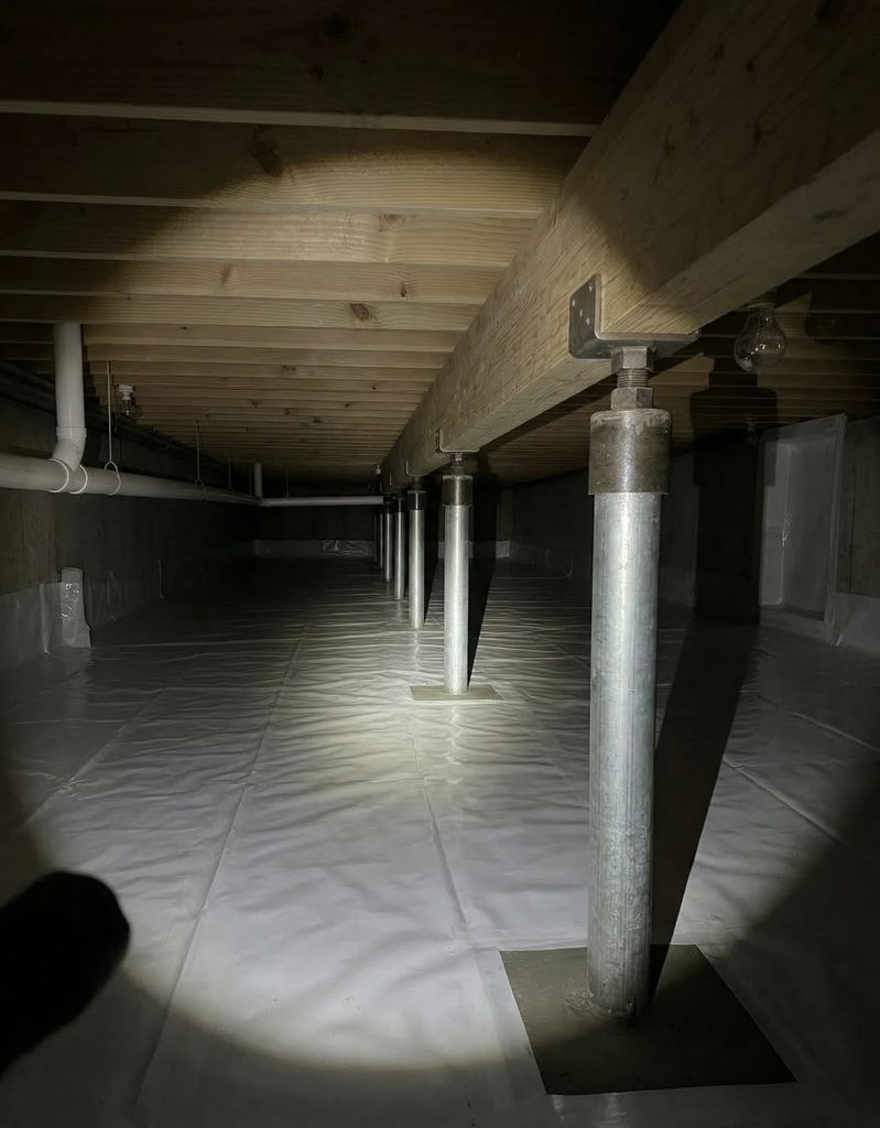 Level Home Foundation Repair's custom manufactured crawl space steel adjustable supports