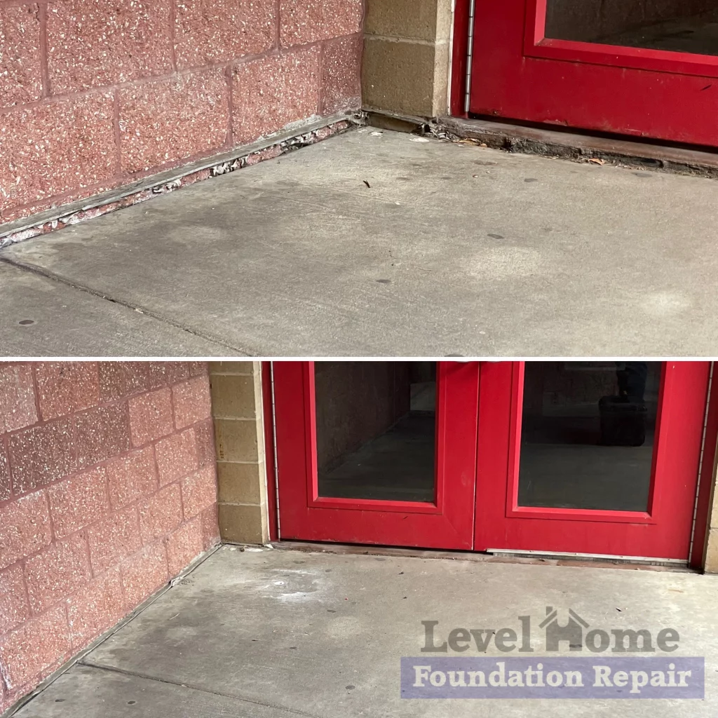 before and after photo of foundation repair broken arrow ok