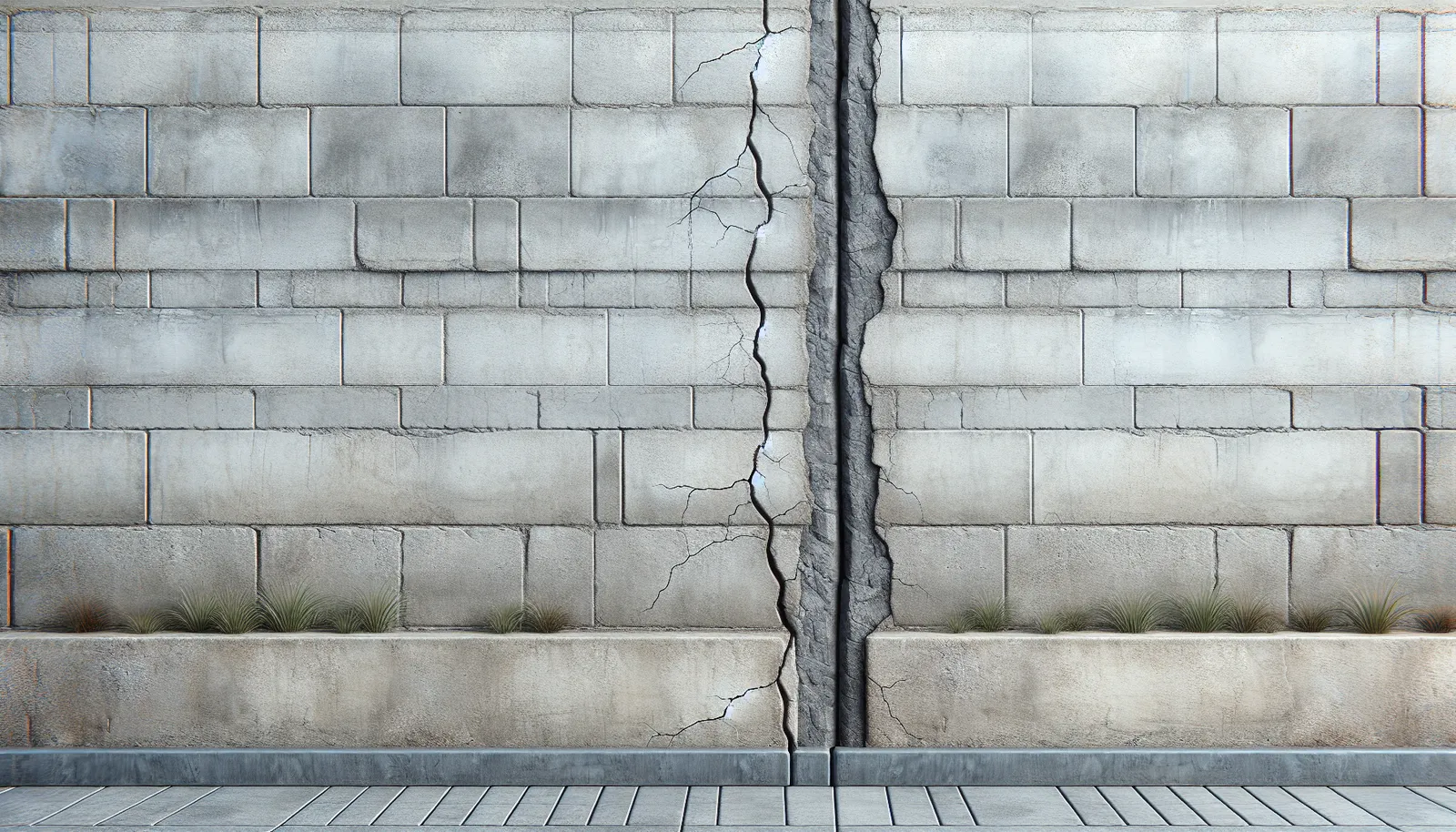 Comparison of horizontal and vertical foundation cracks showing different severity levels in Tulsa homes